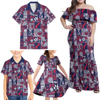 Guam Felis Pasgua Family Matching Off Shoulder Maxi Dress and Hawaiian Shirt Pacific Patchwork Xmas Vibes LT9 - Polynesian Pride