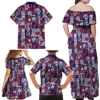 Guam Felis Pasgua Family Matching Off Shoulder Maxi Dress and Hawaiian Shirt Pacific Patchwork Xmas Vibes LT9 - Polynesian Pride