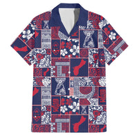 Guam Felis Pasgua Family Matching Off Shoulder Short Dress and Hawaiian Shirt Pacific Patchwork Xmas Vibes LT9 Dad's Shirt - Short Sleeve Blue - Polynesian Pride
