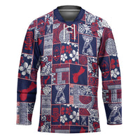 Guam Felis Pasgua Hockey Jersey Pacific Patchwork Xmas Vibes LT9 Unisex Blue - Polynesian Pride