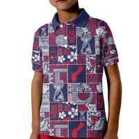 Guam Felis Pasgua Kid Polo Shirt Pacific Patchwork Xmas Vibes LT9 Kid Blue - Polynesian Pride