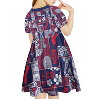 Guam Felis Pasgua Kid Short Sleeve Dress Pacific Patchwork Xmas Vibes LT9 - Polynesian Pride