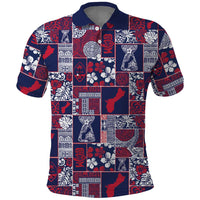 Guam Felis Pasgua Polo Shirt Pacific Patchwork Xmas Vibes LT9 Blue - Polynesian Pride