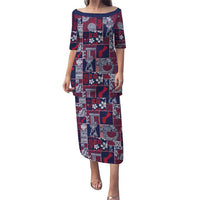 Guam Felis Pasgua Puletasi Pacific Patchwork Xmas Vibes LT9 Long Dress Blue - Polynesian Pride