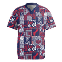 Guam Felis Pasgua Rugby Jersey Pacific Patchwork Xmas Vibes LT9 Blue - Polynesian Pride