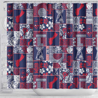 Guam Felis Pasgua Shower Curtain Pacific Patchwork Xmas Vibes - Polynesian Pride