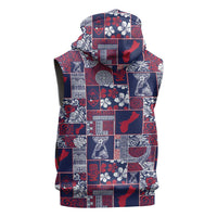 Guam Felis Pasgua Sleeveless Zip Hoodie Pacific Patchwork Xmas Vibes LT9 - Polynesian Pride
