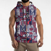 Guam Felis Pasgua Sleeveless Zip Hoodie Pacific Patchwork Xmas Vibes - Polynesian Pride