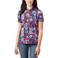 Guam Felis Pasgua Women Polo Shirt Pacific Patchwork Xmas Vibes LT9 - Polynesian Pride