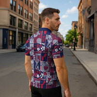 Guam Felis Pasgua Zipper Polo Shirt Pacific Patchwork Xmas Vibes LT9 - Polynesian Pride