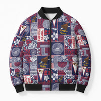 Manuia le Kerisimasi American Samoa Bomber Puffer Jacket Pacific Patchwork Xmas Vibes - Polynesian Pride