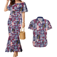 Manuia le Kerisimasi American Samoa Couples Matching Mermaid Dress and Hawaiian Shirt Pacific Patchwork Xmas Vibes LT9 Blue - Polynesian Pride