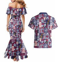 Manuia le Kerisimasi American Samoa Couples Matching Mermaid Dress and Hawaiian Shirt Pacific Patchwork Xmas Vibes - Polynesian Pride