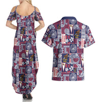 Manuia le Kerisimasi American Samoa Couples Matching Summer Maxi Dress and Hawaiian Shirt Pacific Patchwork Xmas Vibes - Polynesian Pride