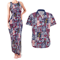Manuia le Kerisimasi American Samoa Couples Matching Tank Maxi Dress and Hawaiian Shirt Pacific Patchwork Xmas Vibes LT9 Blue - Polynesian Pride
