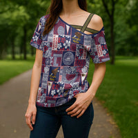 Manuia le Kerisimasi American Samoa Cross Shoulder Shirt Pacific Patchwork Xmas Vibes LT9 - Polynesian Pride