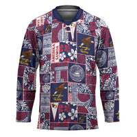 Manuia le Kerisimasi American Samoa Hockey Jersey Pacific Patchwork Xmas Vibes LT9 Unisex Blue - Polynesian Pride