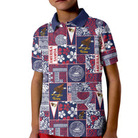 Manuia le Kerisimasi American Samoa Kid Polo Shirt Pacific Patchwork Xmas Vibes LT9 Kid Blue - Polynesian Pride