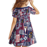 Manuia le Kerisimasi American Samoa Kid Short Sleeve Dress Pacific Patchwork Xmas Vibes LT9 - Polynesian Pride