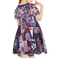 Manuia le Kerisimasi American Samoa Kid Short Sleeve Dress Pacific Patchwork Xmas Vibes LT9 - Polynesian Pride