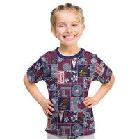 Manuia le Kerisimasi American Samoa Kid T Shirt Pacific Patchwork Xmas Vibes LT9 Blue - Polynesian Pride