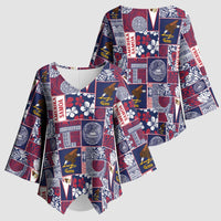 Manuia le Kerisimasi American Samoa Kimono Sleeve Blouse Pacific Patchwork Xmas Vibes - Polynesian Pride