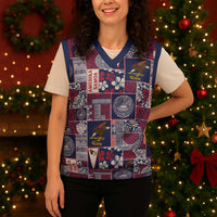 Manuia le Kerisimasi American Samoa Christmas Knitted V-Neck Vest Pacific Patchwork Xmas Vibes - Polynesian Pride