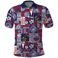 Manuia le Kerisimasi American Samoa Polo Shirt Pacific Patchwork Xmas Vibes LT9 Blue - Polynesian Pride