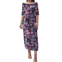 Manuia le Kerisimasi American Samoa Puletasi Pacific Patchwork Xmas Vibes LT9 Long Dress Blue - Polynesian Pride