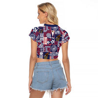 Manuia le Kerisimasi American Samoa Raglan Cropped T Shirt Pacific Patchwork Xmas Vibes LT9 - Polynesian Pride