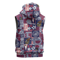 Manuia le Kerisimasi American Samoa Sleeveless Hoodie Pacific Patchwork Xmas Vibes - Polynesian Pride
