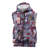 Manuia le Kerisimasi American Samoa Sleeveless Zip Hoodie Pacific Patchwork Xmas Vibes LT9 Blue - Polynesian Pride