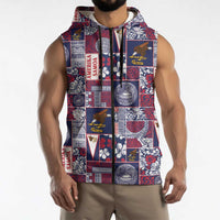 Manuia le Kerisimasi American Samoa Sleeveless Zip Hoodie Pacific Patchwork Xmas Vibes LT9 - Polynesian Pride