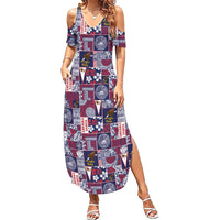 Manuia le Kerisimasi American Samoa Summer Maxi Dress Pacific Patchwork Xmas Vibes LT9 Women Blue - Polynesian Pride