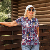 Manuia le Kerisimasi American Samoa Women Polo Shirt Pacific Patchwork Xmas Vibes LT9 - Polynesian Pride