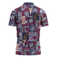 Manuia le Kerisimasi American Samoa Zipper Polo Shirt Pacific Patchwork Xmas Vibes LT9 - Polynesian Pride