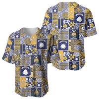 Ekamawir omo Nauru Baseball Jersey Pacific Patchwork Xmas Vibes LT9 - Polynesian Pride