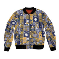 Ekamawir omo Nauru Bomber Jacket Pacific Patchwork Xmas Vibes - Polynesian Pride