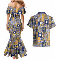 Ekamawir omo Nauru Couples Matching Mermaid Dress and Hawaiian Shirt Pacific Patchwork Xmas Vibes LT9 - Polynesian Pride
