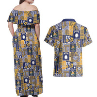 Ekamawir omo Nauru Couples Matching Off Shoulder Maxi Dress and Hawaiian Shirt Pacific Patchwork Xmas Vibes LT9 - Polynesian Pride