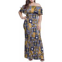 Ekamawir omo Nauru Family Matching Off Shoulder Maxi Dress and Hawaiian Shirt Pacific Patchwork Xmas Vibes - Polynesian Pride