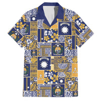 Ekamawir omo Nauru Family Matching Short Sleeve Bodycon Dress and Hawaiian Shirt Pacific Patchwork Xmas Vibes - Polynesian Pride