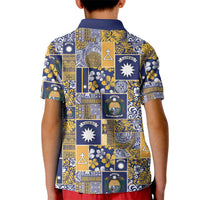 Ekamawir omo Nauru Kid Polo Shirt Pacific Patchwork Xmas Vibes LT9 - Polynesian Pride