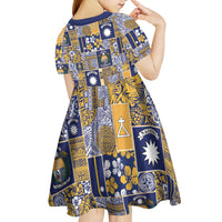 Ekamawir omo Nauru Kid Short Sleeve Dress Pacific Patchwork Xmas Vibes LT9 - Polynesian Pride