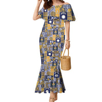 Ekamawir omo Nauru Mermaid Dress Pacific Patchwork Xmas Vibes LT9 Women Blue - Polynesian Pride