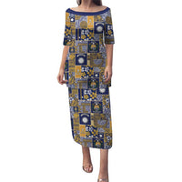 Ekamawir omo Nauru Puletasi Pacific Patchwork Xmas Vibes LT9 Long Dress Blue - Polynesian Pride