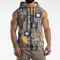 Ekamawir omo Nauru Sleeveless Zip Hoodie Pacific Patchwork Xmas Vibes LT9 - Polynesian Pride