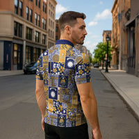 Ekamawir omo Nauru Zipper Polo Shirt Pacific Patchwork Xmas Vibes LT9 - Polynesian Pride