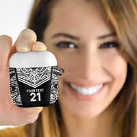 New Zealand Black Fern Custom AirPods Case Maori Tukutuku Black-white Motif - Polynesian Pride