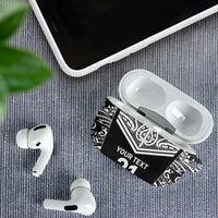 New Zealand Black Fern Custom AirPods Case Maori Tukutuku Black-white Motif - Polynesian Pride